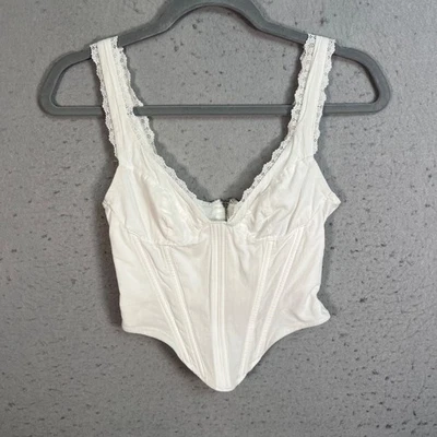 White Fox Womens Size XS White Lace Trim Corset Top - Image 1 of 4