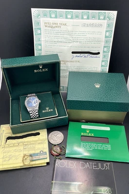 Vintage 1985 Mens Rolex OP Datejust Watch Ref.#16030 Box Papers Blue Dial 36mm - Image 1 of 4
