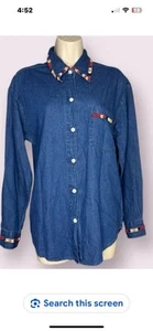 Don't Mess With Texas Camisa Mediana PTP 20” Denim con Acentos con Cuentas - Imagen 1 de 3