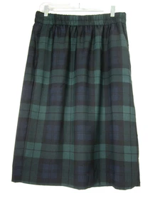 New J Crew Women Medium Navy Blue Green Tartan Plaid Skirt Midi NWT $80 Preppy - Picture 1 of 8