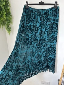 Vintage Floral Velvet Silk Blend Midi Skirt Elastic Waist Large 34-42” Waist - Picture 1 of 8
