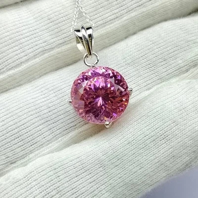 55.95 Ct Natural Brazilian Round Pink  Zircon Pendant 925 Silver Gemstone - Image 1 of 4