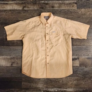 Columbia Fishing Shirt Mens XL Button Up Short Sleeve UV Yellow Camp Hiking - Picture 1 of 10