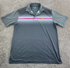 Masters Tech Shirt Uomo Grande Grigio Rosa Righe Polo Golf Elasticizzata - Foto 1 di 9