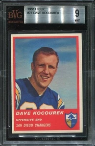 Fleer #71 1963 Dave Kocourek BVG 9 San Diego Chargers Universidad de Wisconsin - Imagen 1 de 1