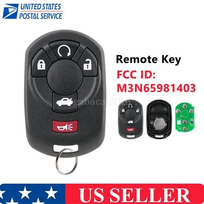 For Cadillac STS 2005 2006 2007 Keyless Entry Remote Car Key Fob 5B -M3N65981403 - Image 1 of 4