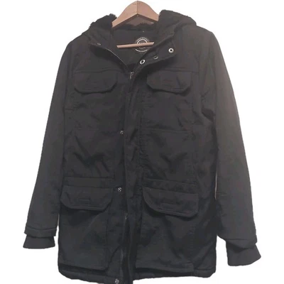 Chaqueta de Invierno Urban Republic Negra Piel Sintética Capucha y Forro Talla Grande 14/16  Foto 1 de 4