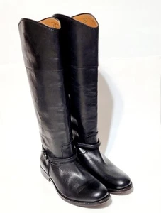 FRYE Melissa Seam Tall Pull On Black Leather Riding Equestrian Boots Womens 6.5B - Picture 1 of 24