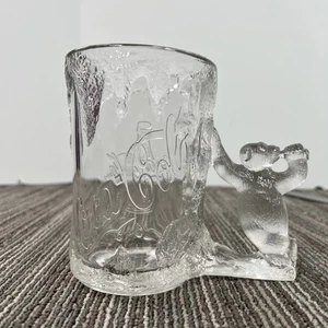 Vintage Coca-Cola Coke Mug Frosted Clear Thick Glass Polar Bear Handle 1997 EUC - Picture 1 of 9