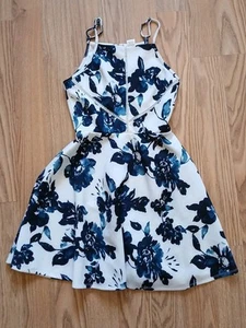 Womens Small Altar'd State Blue & White Floral Mini Cocktail Dress - Picture 1 of 7