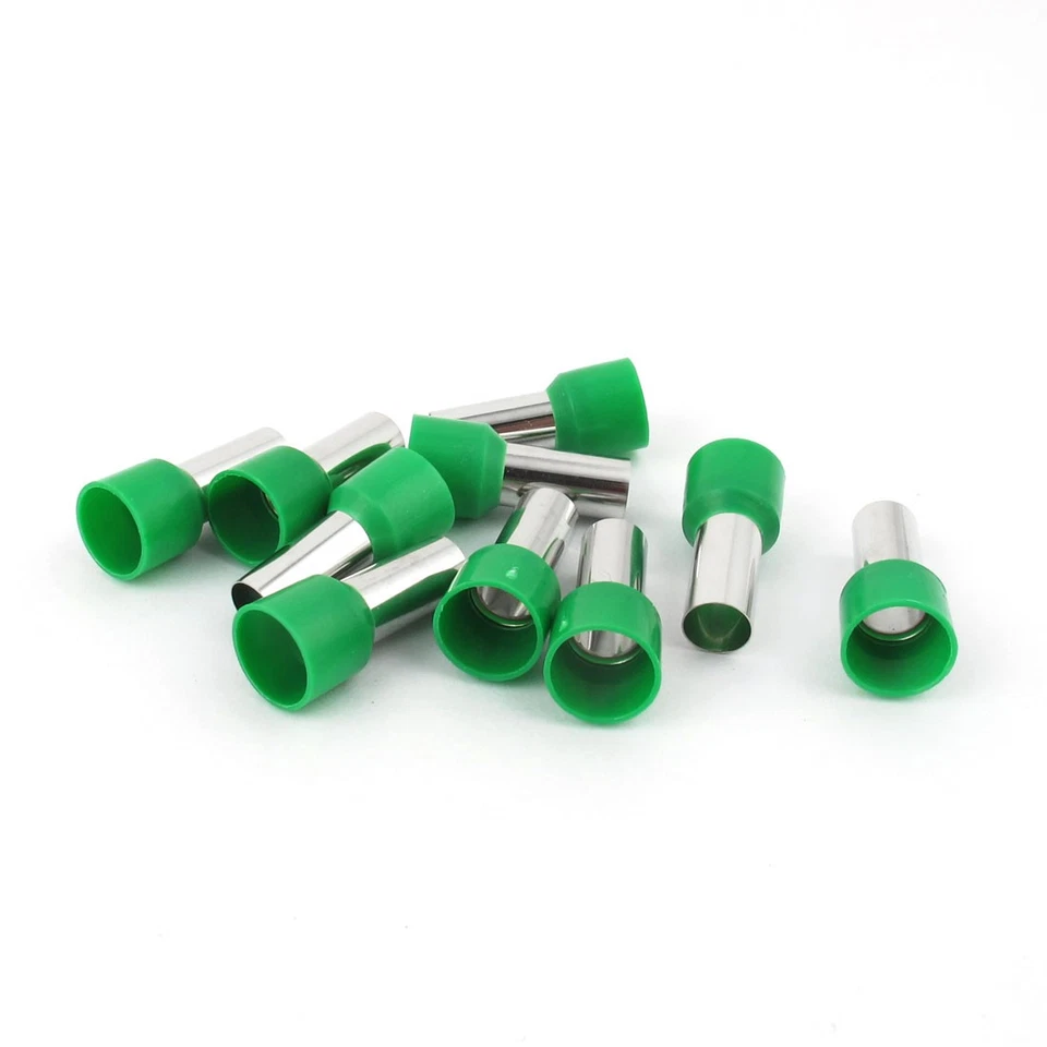 Tubo de virola preaislado de cable de terminal de extremo de cable verde E16-12 6 AWG 16 mm2 de 10 piezas Foto 1 de 1
