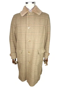 £1129 DAKS SHEARLING COLLAR  TWEED CHECK GREEN OVER COAT 44 54 SAVILE ROW - Picture 1 of 24