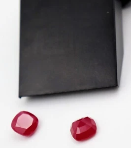 Lab Created Ruby Opaque Cushion Facated Gemstone Jewelry Stone 3mmto10mm - Picture 1 of 24
