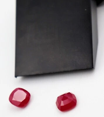 Lab Created Ruby Opaque Cushion Facated Gemstone Jewelry Stone 3mmto10mm - Image 1 of 4