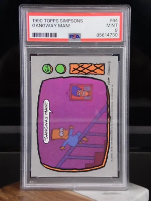1990 Topps The Simpsons Bart Gangway Man! #64 TARJETA COMERCIAL | PSA 9 COMO NUEVA LOW POP Foto 1 de 4