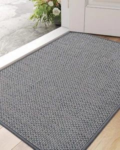 DEXI Indoor Door Mat, 17"x30" Ultra Non Slip Rubber Backed Dirt 17"x30", Grey - Picture 1 of 9