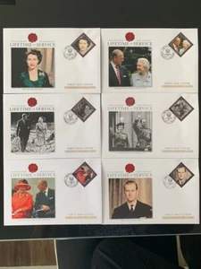 ISLE OF MAN 2011 QUEEN LIFETIME OF SERVICE 6v x 6 FIRST DAY COVERS - Picture 1 of 1