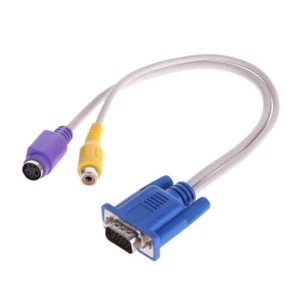 Durable VGA Male to TV S-Video RCA Converter Cable Adapter AV TV Out Converter - Afbeelding 1 van 6