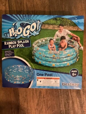 H2O GO! Rainbow Splash Play Pool Inflated 59”x59"x21" (118 gallon) Ages 6+ - Image 1 of 2