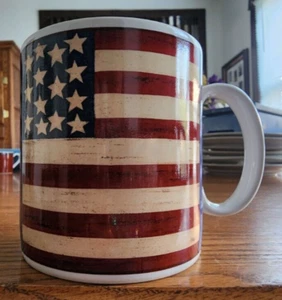 Spirit of the Flag Mug 12 oz. Sakura Brandon House White Red Blue Stoneware ! - Picture 1 of 14