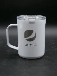 Corkcicle White Coffee Cup Pepsi Logo Advertising Travel Mug w/ Lid 16 oz. RARE! - Picture 1 of 15