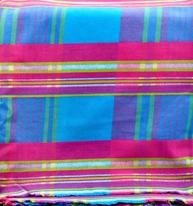 Pastel Plaid Fabric,Woven,Pink/Blue/Yellow Plaid,Cotton,Double-Sided,3 yds.Lx54" - Picture 1 of 1