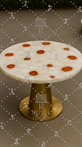 24" Agate Quartz Coffee Table top–Round Center Table Luxury Crystal Tabletop - Picture 1 of 10