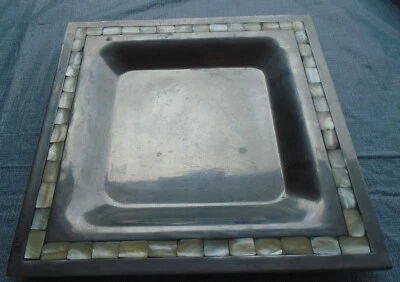 Bandeja Plato Toalla Cuadrado Plateros Metal Servir Mosaico Madreperla Foto 1 de 4