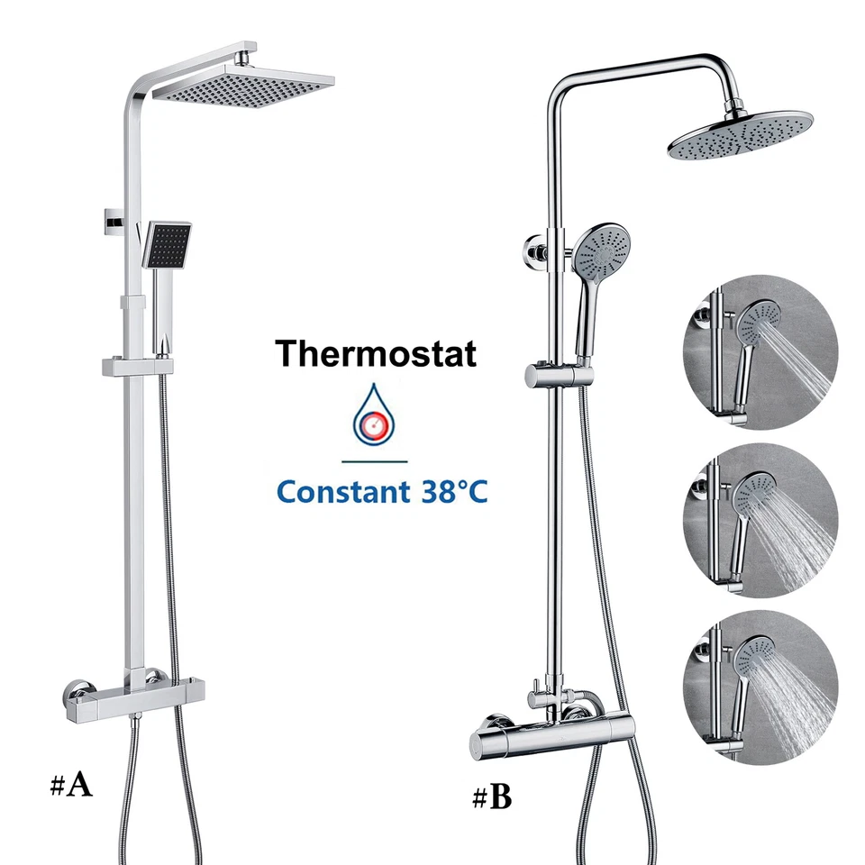 Thermostat Duschsystem Regendusche Duschset Massage Duschpaneel mit Handbrause - Bild 1 von 1