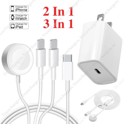 Magnetic Fast Charger Cable USB C Block For Apple Watch 7/6/5/4/3/2/1/SE iPhone - Image 1 of 4