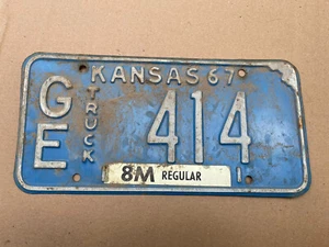 1967 Kansas Truck License Plate 414 Geary County Original 67 Plates - Picture 1 of 2