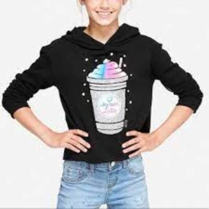JUSTICE Unicorn Latte Cropped Girls Hoodie Size 14/16 - Picture 1 of 14