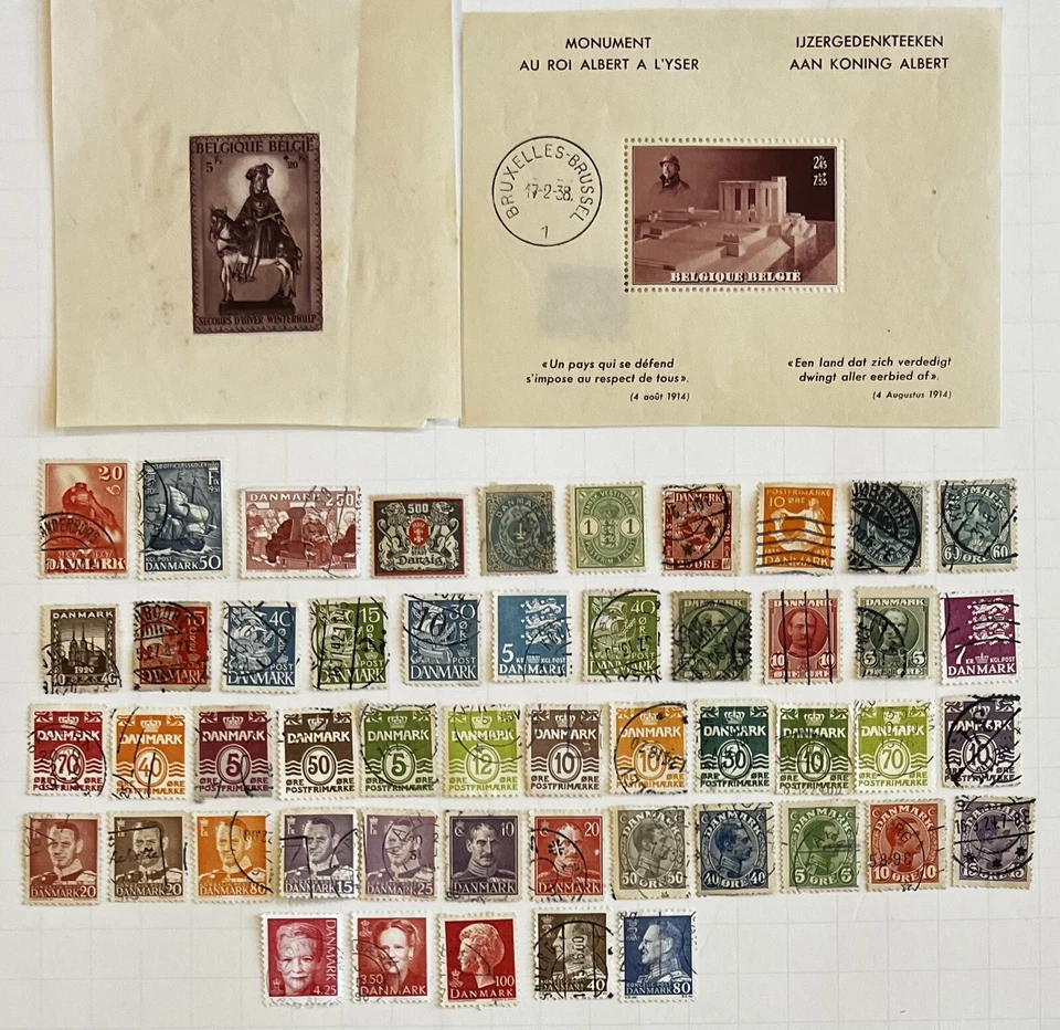 Dinamarca 1907 Rey Federico VIII y 1938 Monumento con sello de recuerdo �� #DM102 Foto 1 de 1