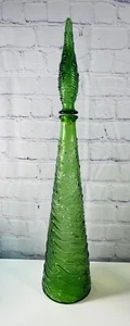 VINTAGE MCM 22,5" GRÜN EMPOLI WAVE GENIE FLASCHE DEKANTER MIT STOPFEN - Bild 1 von 12