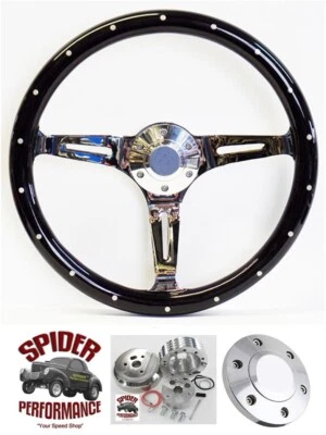 1969-1989 Oldsmobile wood steering wheel 15" BLACK WIDOW - Image 1 of 4