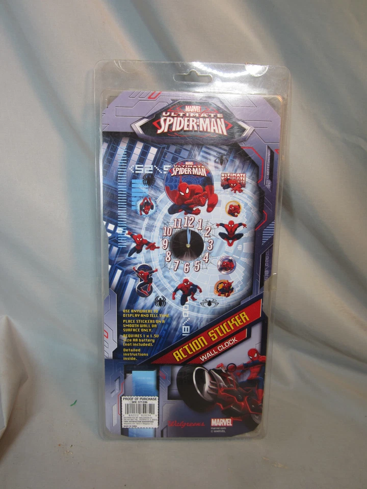V3125 Marvel Spiderman Sticker Wall Clock Diplay and Learn to Tell Time