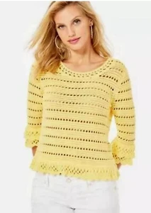 NEW NWOT $128 LILLY PULITZER IRINA SWEATER Ruffle St Tropez Yellow Size Small - Picture 1 of 4
