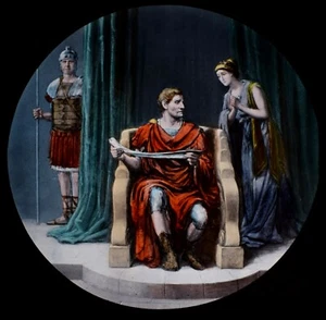 Magic Lantern Slide PONTIUS PILATE AND HIS WIFE C1900 RELIGIOUS ILLUSTRATION - Picture 1 of 2