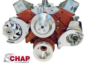Alternador Chevy de bloque pequeño y soportes de dirección asistida SBC bomba de agua larga con fibra larga - Imagen 1 de 9