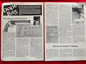 Stampa revolver Dan Wesson 32VH vintage 1986 specifiche pubblicitarie e tabella di precisione - Foto 1 di 8