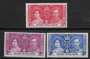 BASUTOLANDIA, 1937, GEORGE VI, CORONACIÓN, JUEGO DE 3 SELLOS, PERF, VLH - Imagen 1 de 1