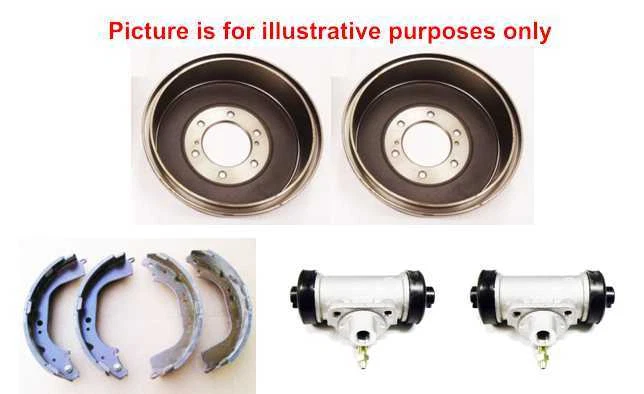 Rear Brake Shoes+Brake Drums+Wheel Cylinders For Mitsubishi L200 B40 2.5TD 06-15 - Image 1 of 1