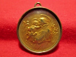 "Llanta de latón San Antonio y San Francisco medalla tono dorado de 1" dia - Imagen 1 de 2