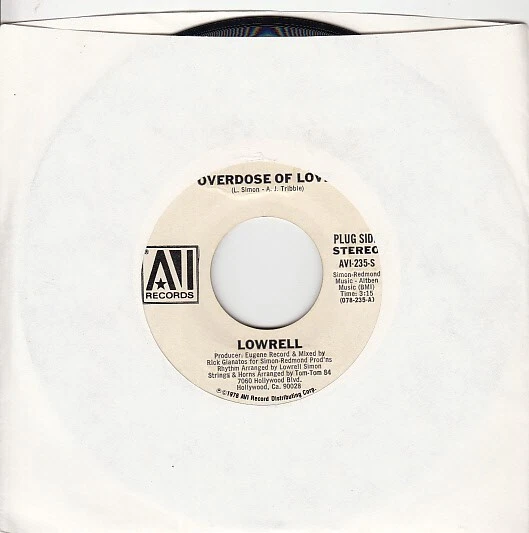 Lowrell - Overdose Of Love / Smooth & Wild 7" promotional 45 - Image 1 of 4
