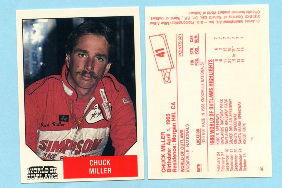 1988 World of Outlaws - Chuck Miller - Image 1 of 1