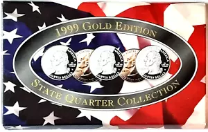 Juego de 5 monedas de cuarto de dólar State 1999 edición en capas de oro de 24 quilates con certificado de autenticidad - Imagen 1 de 5