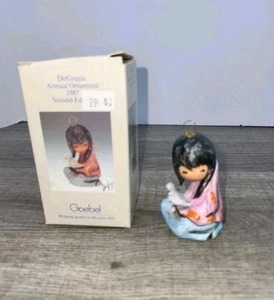 1987 DeGrazia Goebel Girl White Dove Ceramic Christmas Ornament - Picture 1 of 6