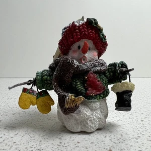 Vintage Holiday Time Sparkle Snowman Mittens & Boots Resin Christmas Ornament - Picture 1 of 7