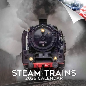 STEAM TRAINS Wall Calendar 2026 Locomotive Collector Lover Gift Man Cave - Picture 1 of 2
