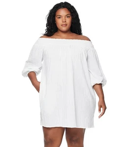 Vestido de Natación LAUREN RALPH LAUREN Plus Hombro Descubierto Blanco Talla 2X Nuevo con Etiquetas - Imagen 1 de 4